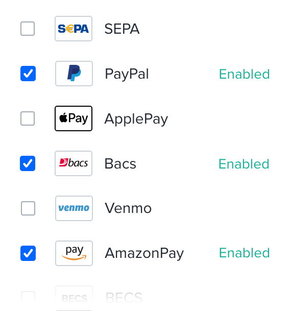 Payment methods