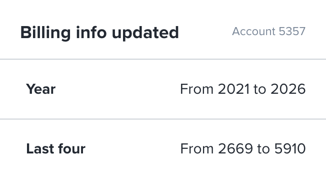 Billing info updated