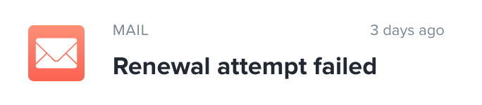 Renewal attempt failed