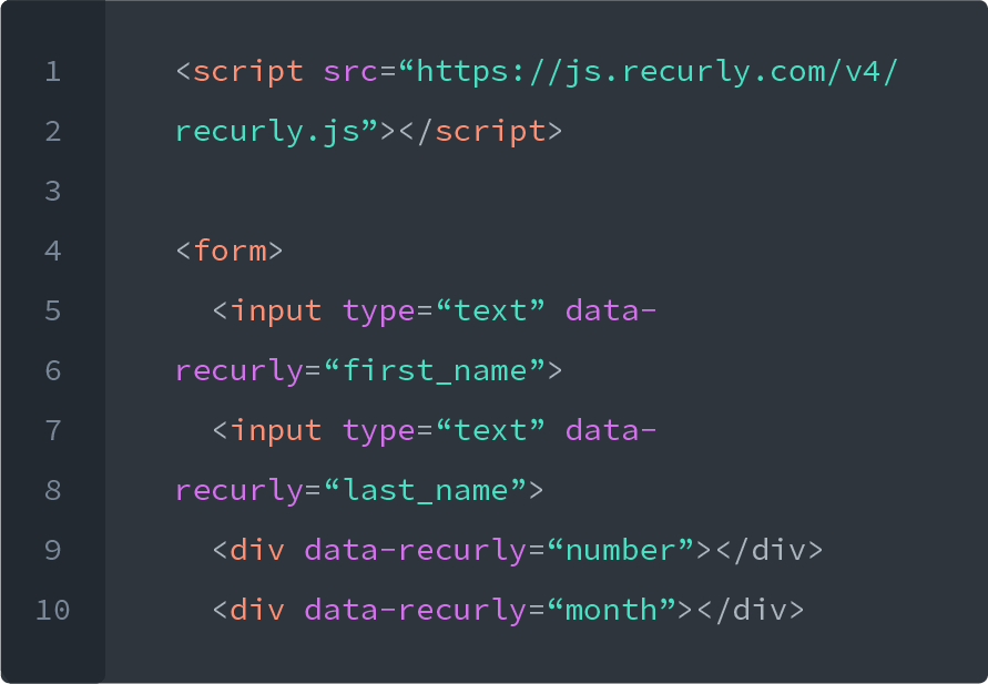 Recurly Js code